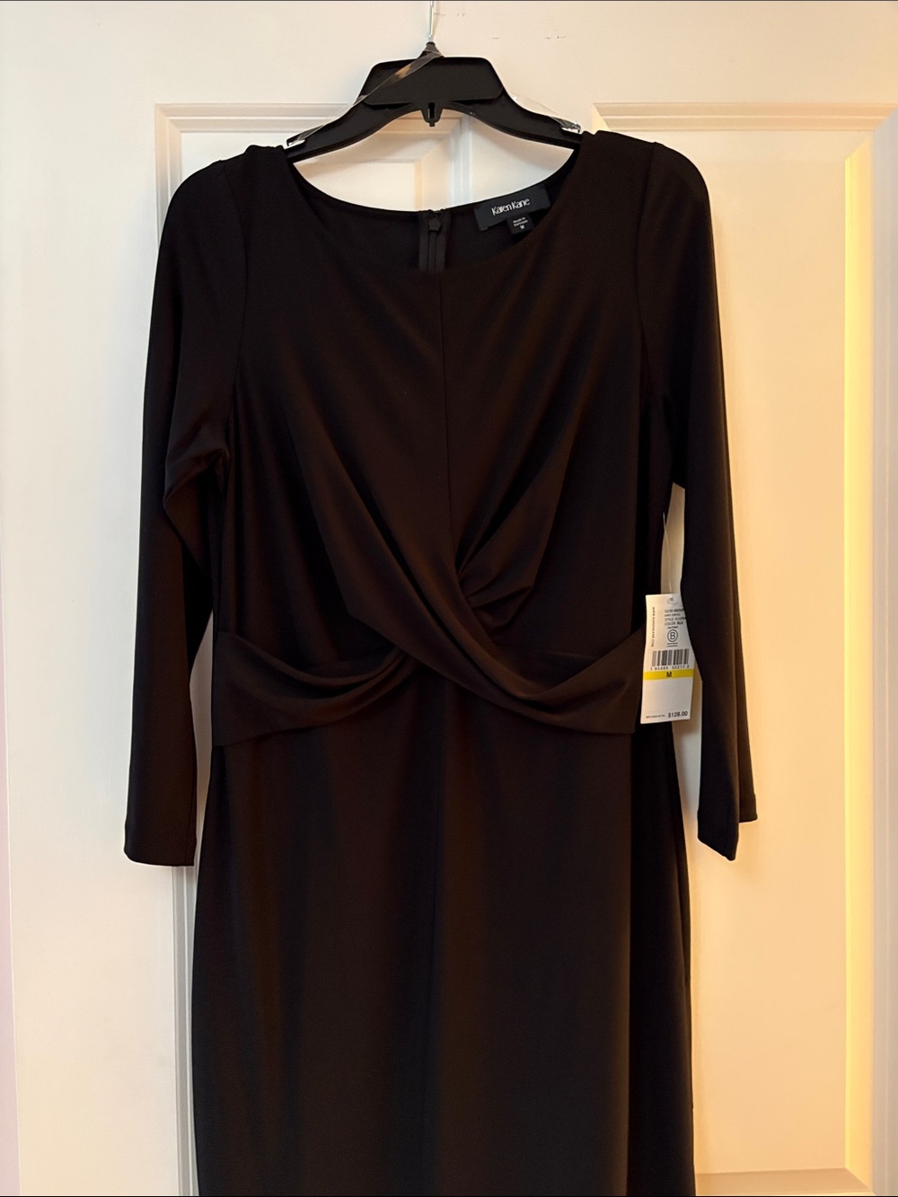 Easy Little Black Dress Long Sleeve Twist-Front